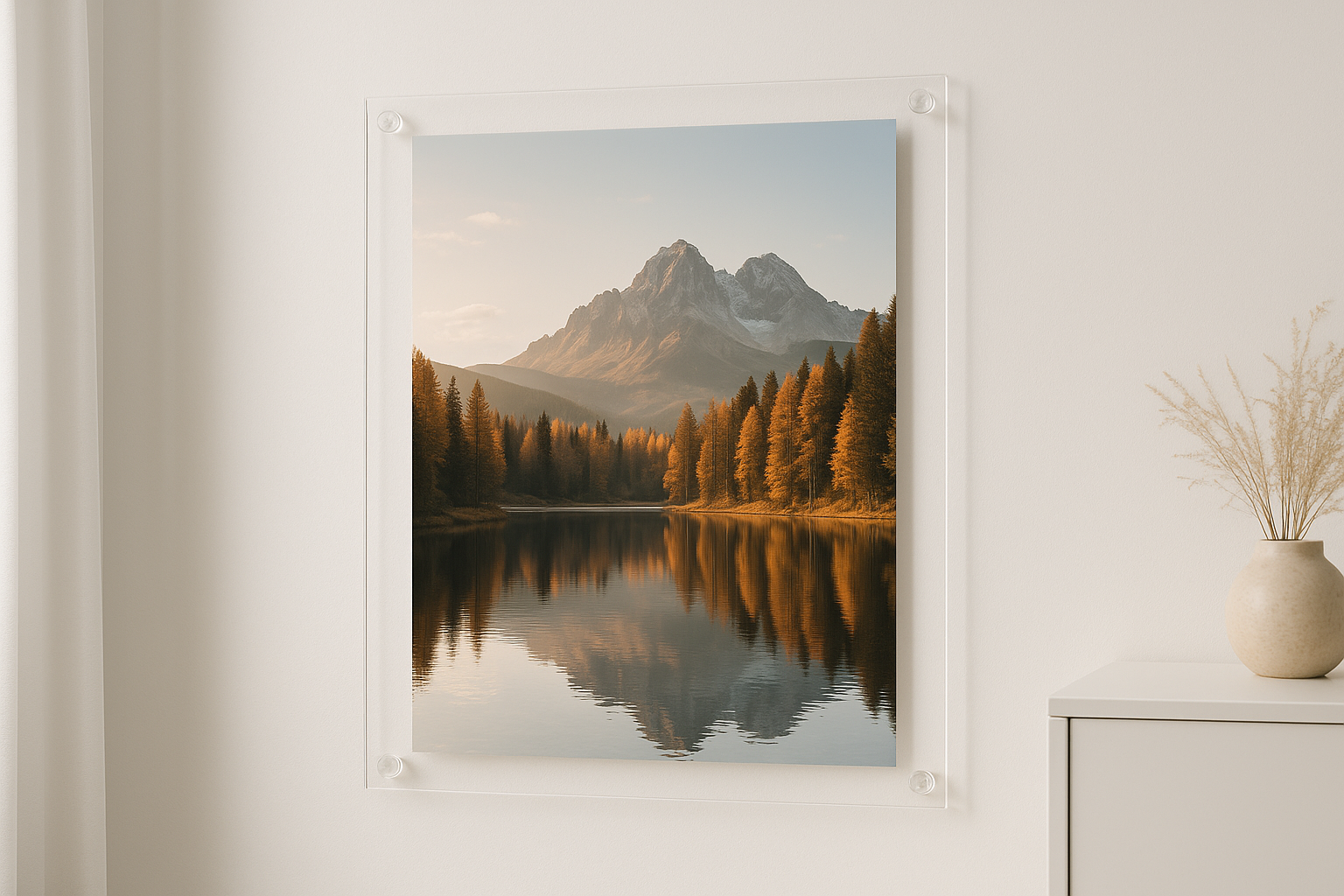 Einzelner transparenter Plexirahmen mit transparenten Schrauben